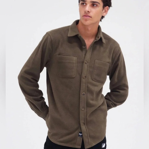 Brooklyn Cloth Army Green Fleece Shirt - Picture 1 of 10